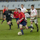 Andrés Iniesta con la selección española sub-21 que jugó en el Reino de León en marzo de 2004.