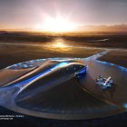 El Spaceport America, erigido en el desierto de Nuevo México, donde tiene su base la nave que despegará en el 2012.