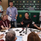 Garbiñe Muguruza, en su presentación ante la prensa en Indian Wells.