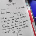 Detalle de una carta desclasificada enviada por Blair a Bush, incluida en el informe Chilcot, presentado este miércoles en Londres.