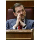 Rajoy, ayer en su escaño en el Congreso de los Diputados