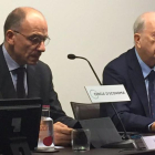 Enrico Letta, izquierda, con Joan Josep Brugera, en el Círculo de Economía