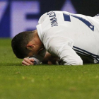 Ronaldo, en el suelo, se lamenta en el choque de Copa ante el Celta.