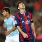 Messi se lamenta de una ocasión perdida. El argentino estuvo gris como casi todo el equipo