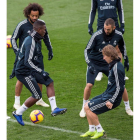 El Madrid prepara en Valdebebas el partido ante el Eibar. R. JIMÉNEZ