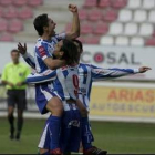 Dani Borreguero celebró como se merecía el primer gol materializado con la elástica blanquiazul