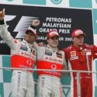 Hamilton, Alonso y Raikkonen en el podio de Malasia