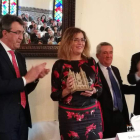 Majo, María Aurora García, De la Iglesia y Silván, ayer. DL