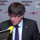 Puigdemont, durante la entrevista en Catalunya Ràdio, este lunes.