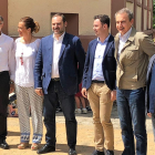 Ábalos, tercero por la izquierda, en la fiesta provincial del PSOE, celebrada este verano en La Ercina, junto a Cendón, Zapatero y Faustino Sánchez.