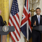 El primer ministro británico, David Cameron, con el presidente de EE.UU., Barack Obama.