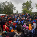 Inmigrantes en la localidad croata de Tovarnik.