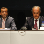 José María de la Vega y Evaristo del Canto, en un momento de la asamblea de Caja España-Duero.