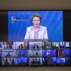 La presidenta de la Comisión Europea, Úrsula von der Leyen ayer, en una videoconbferencia. FRANCISCO SECO