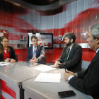 Elena Costilla, Juan Martínez Majo, Roberto Núñez y Joaquín S. Torné ayer en la tertulia