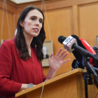 La primera ministra de Nueva Zelanda, Jacinda Ardern, durante una rueda de prensa en el Parlamento en Wellington, la capital del país.