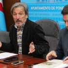 Los bercianistas Pedro Muñoz e Iván Alonso, en rueda de prensa tras la comisión.