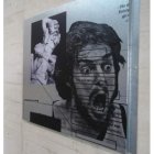Una obra del «Proforma» y el viceconsejero de Cultura de la Junta saliendo de una estruc
