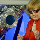 Angela Merkel, en el Centro Europeo de Astronautas, este miércoles.