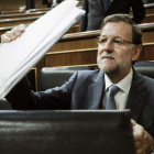 Mariano Rajoy, durante  la sesión de control al Gobierno celebrada ayer.