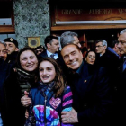 Berlusconi, a su llegada a un hotel de Nápoles, este sábado 3 de marzo.
