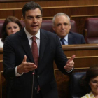 El presidente del Gobierno, Pedro Sánchez, durante una intervención.