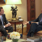 Mariano Rajoy y el presidente de Portugal, Aníbal Cavaco Silva, ayer en Lisboa.