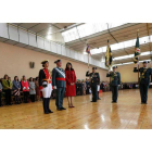 El general Cubelos y Teresa Mata en el homenaje a los fallecidos de la Guardia Civil, en el acto central de la festividad del Pilar, celebrado en el CHF. MARCIANO PÉREZ