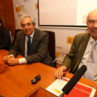 María García Lázaro, José Ángel Azuara y Josep Cerveró, ayer en la sede de la Ciuden.