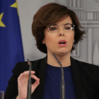 Comparecencia de la vicepresidenta del Gobierno, Soraya Sáenz de Santamaría, el pasado jueves.