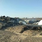 Restos del avión ruso que se estrelló en la península egipcia del Sinaí.