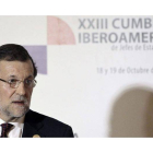 El presidente del gobierno español, Mariano Rajoy, al finalizar la XXIII Cumbre Iberoamericana.