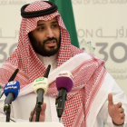 El principe heredero de Arabia Saudí, Mohamed bin Salmán, durante la presentación del programa de reformas económicas.