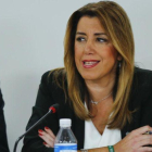Susana Díaz, este lunes, durante la reunión del partido en Sevilla.
