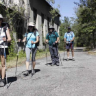 Varios peregrinos realizan la ruta a su paso por Vegamediana. CAMPOS
