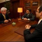 Hermida, recibido ayer por Riesco junto a su candidato a vicerrector para el Bierzo, Benjamín Arias