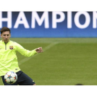 El delantero argentino Leo Messi en el entrenamiento del Barcelona en Múnich.