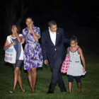El presidente de EE.UU. Barcak Obama y su familia .