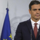 El presidente del Gobierno, Pedro Sánchez, durante la rueda de prensa.
