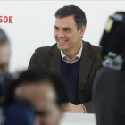Sánchez, este lunes, durante la reunión de la ejecutiva del PSOE.