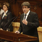 Carles Puigdemont, ayer, en el Parlament.