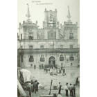 Imagen antigua de la Plaza Mayor de Astorga; debajo, Alberto Martín Artajo