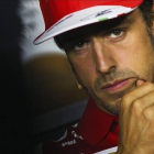 Alonso durante la conferencia de prensa que ha ofrecido en el circuito de Monza.