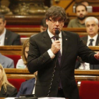 El president de la Generalitat, Carles Puigdemont, en el Parlament.