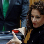 La ministra de Hacienda, María Jesús Montero, presentó ayer el proyecto de ley de Presupuestos en el Congreso. EMILIO NARANJO