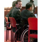 Rajoy ayer, con los discapacitados de la Once