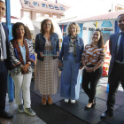 Roberto Matarraz, director de zona de BBVA, Irene Velado, Mar Fresno, Ana Sequi y Raquel  Simón, de la FSG, y Borja Díaz, de BBVA AM. RAMIRO