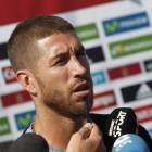 Ramos, nada más llegar a la concentración de España.