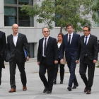 Los exconselleres, a su llegada a la Audiencia Nacional para declarar ante la jueza Carmen Lamela. /