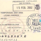Primera ficha de Lionel Messi como jugador del Barça